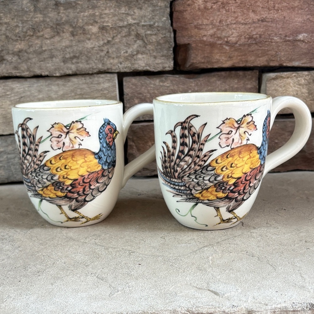 Sur La Table the art of cooking pheasant set of two coffee mugs